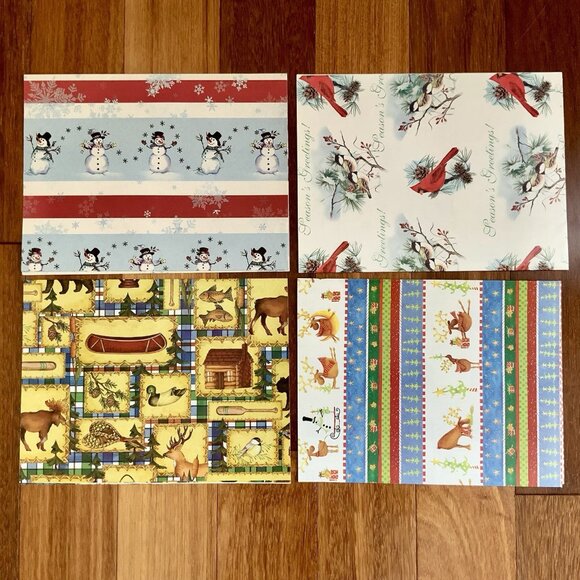 28 Sheets Christmas Birthday Wrapping Paper (30”x20”) + Stickers Snow Man Bird - Picture 4 of 9